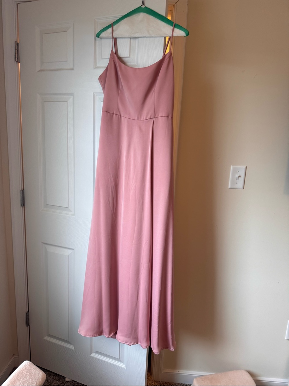 David's Bridal Dusty Rose Spaghetti Strap A-Line Dress